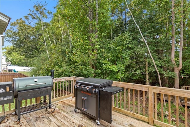 wooden terrace with grilling area