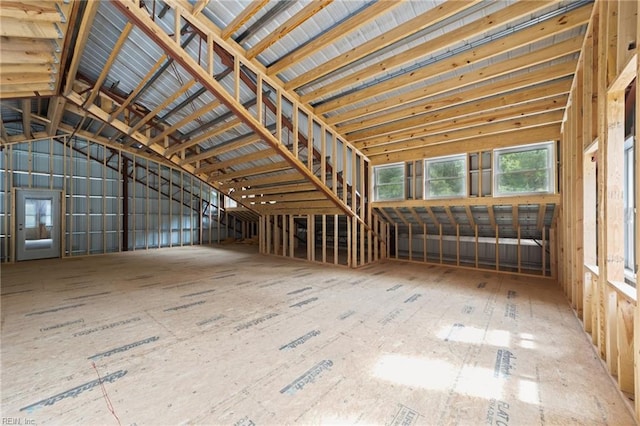 miscellaneous room featuring vaulted ceiling