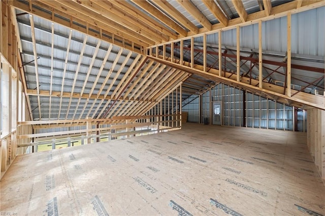 view of unfinished attic