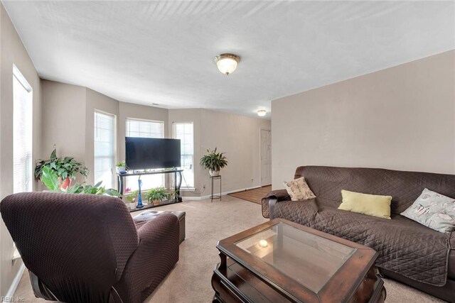 carpeted living room with a healthy amount of sunlight