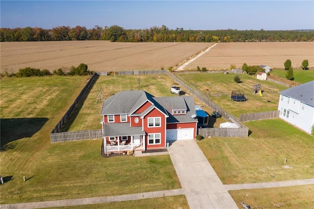 aerial view featuring a rural view