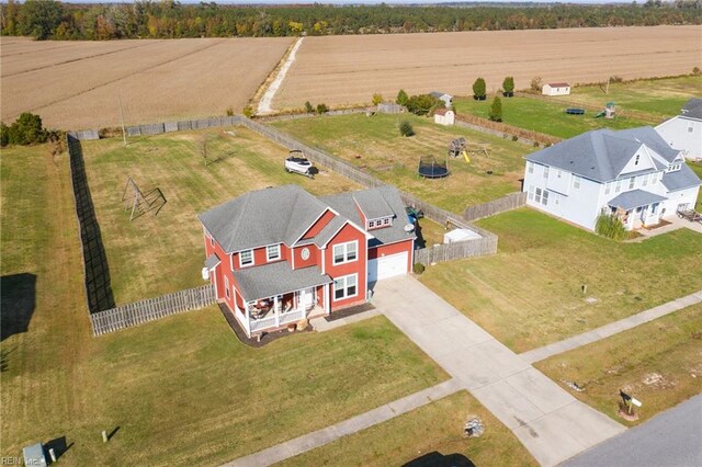 aerial view featuring a rural view