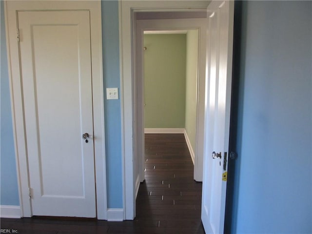 hallway featuring dark hardwood / wood-style flooring