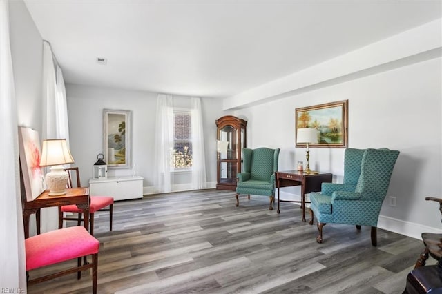 living area featuring hardwood / wood-style floors