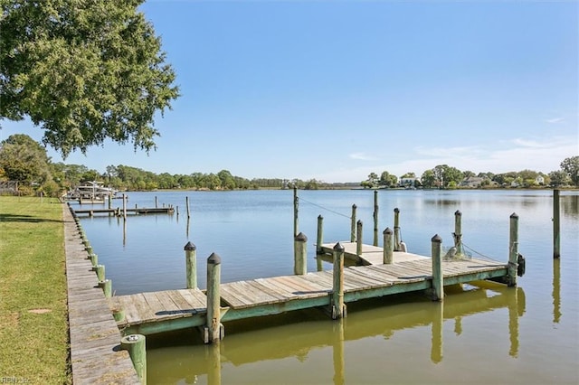 dock area featuring a water view