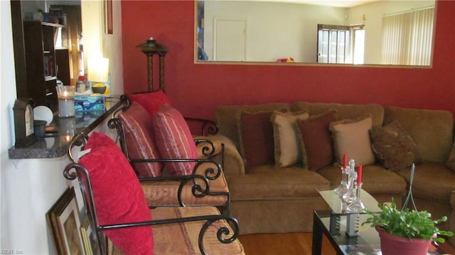 living room with hardwood / wood-style flooring