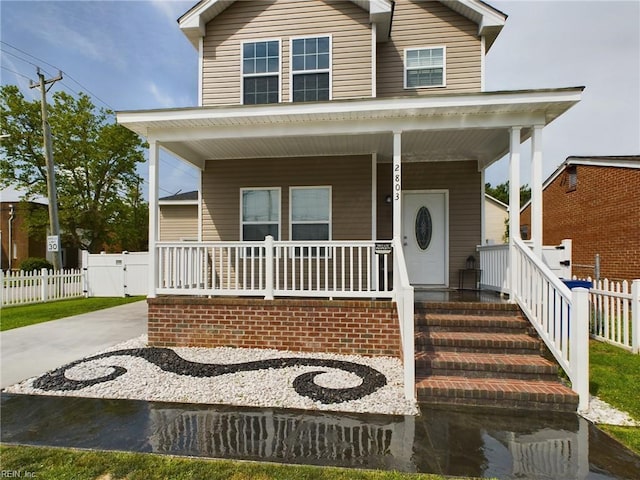 view of front of home featuring covered porch