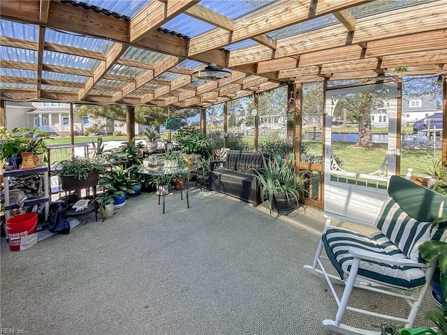 view of unfurnished sunroom