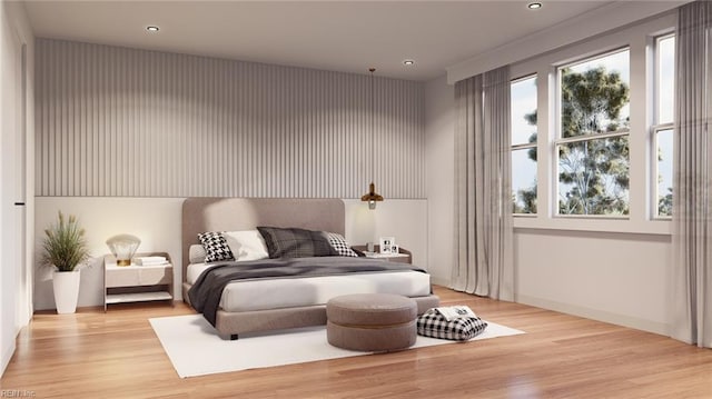 bedroom featuring light hardwood / wood-style flooring