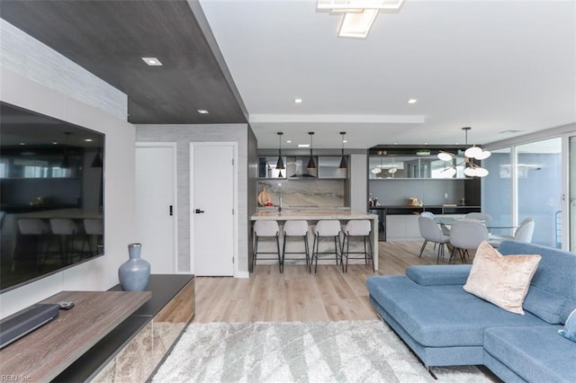 living room featuring light hardwood / wood-style flooring