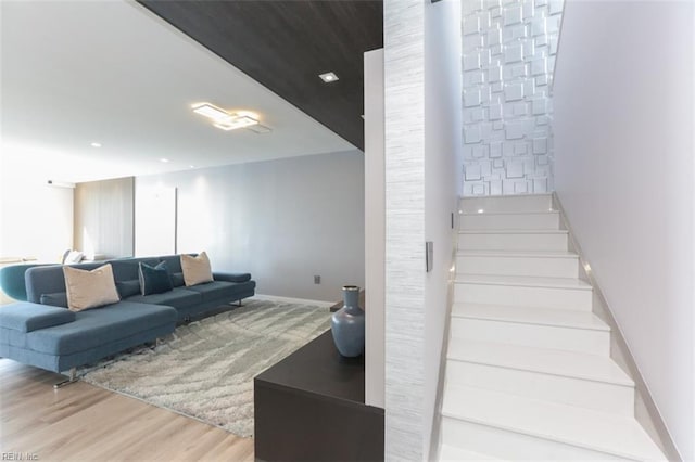 living room with hardwood / wood-style flooring