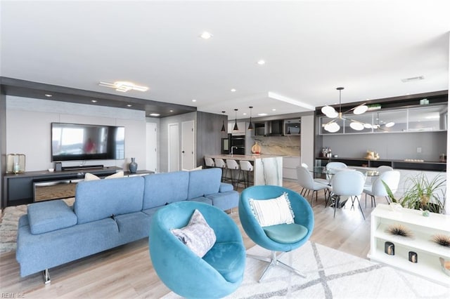 living room featuring light hardwood / wood-style flooring