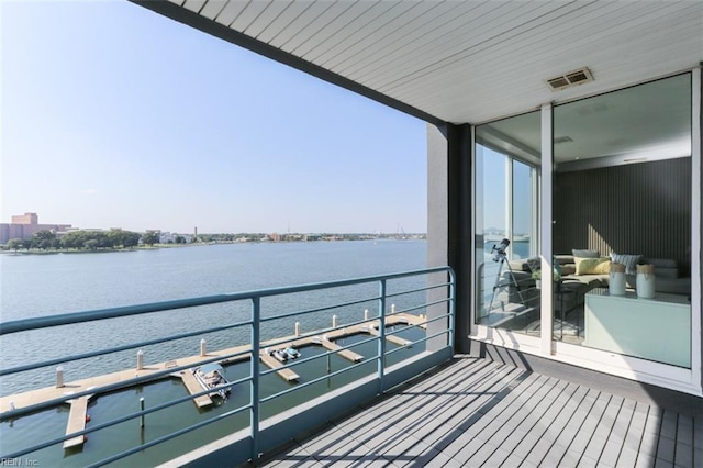 balcony with a water view