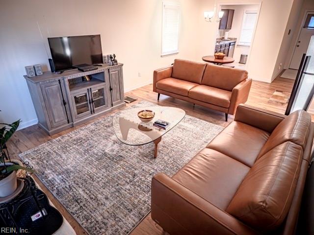 living room featuring light wood-type flooring