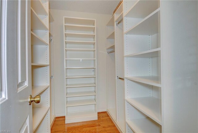 spacious closet with light wood-type flooring