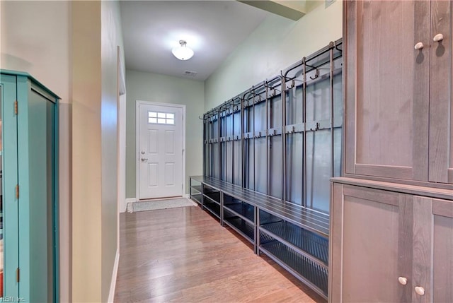 mudroom featuring wood-type flooring