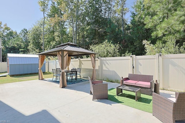 view of patio featuring a gazebo