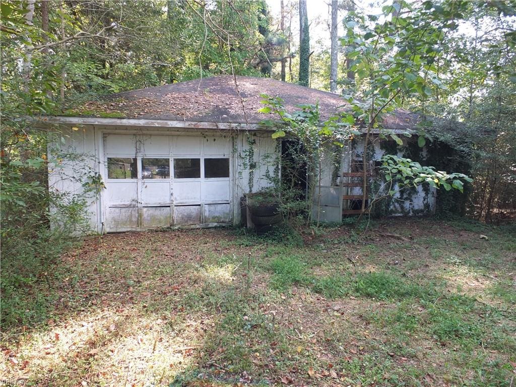 exterior space featuring a garage