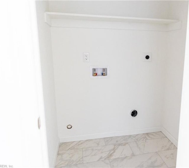 washroom with washer hookup and hookup for an electric dryer