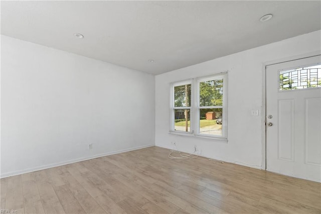 foyer entrance featuring light hardwood / wood-style flooring and a healthy amount of sunlight