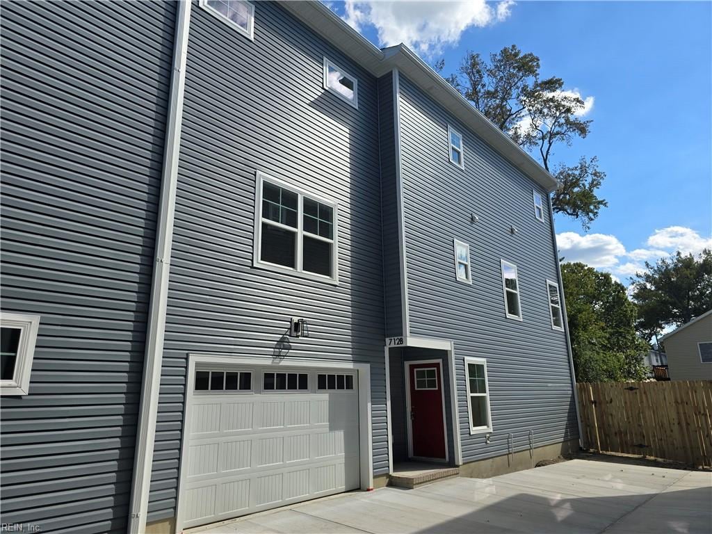 exterior space with a garage