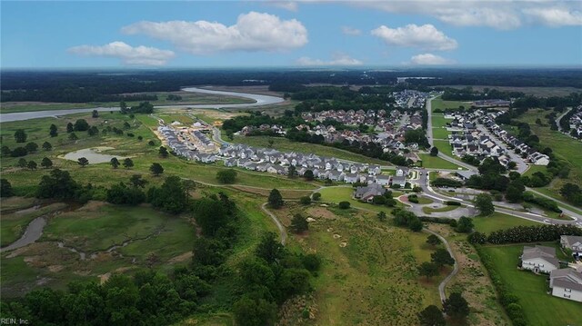 birds eye view of property featuring a residential view and a water view