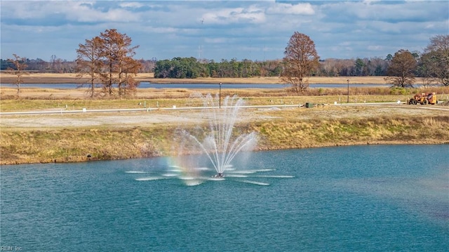view of yard with a water view