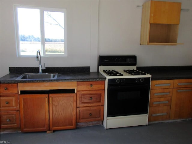 kitchen with sink and white gas stove