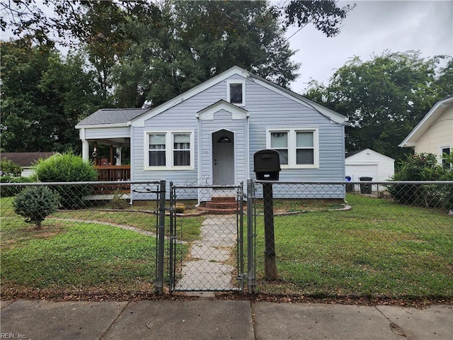 bungalow with a front yard