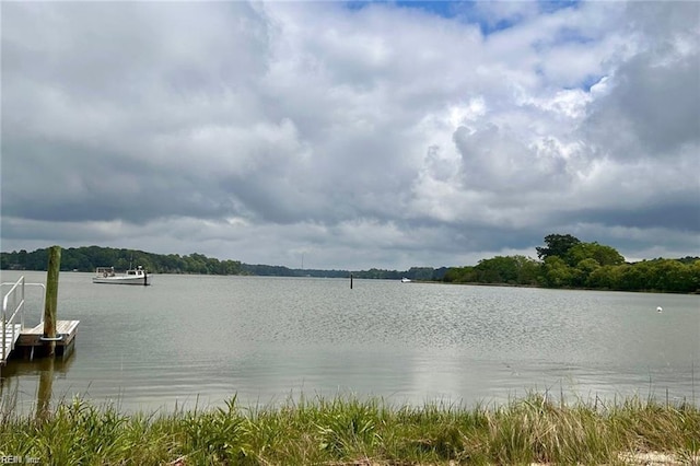 view of water feature featuring a dock