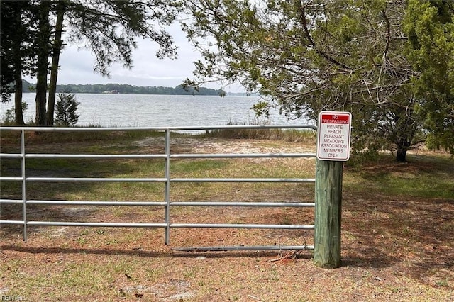 exterior space featuring a water view