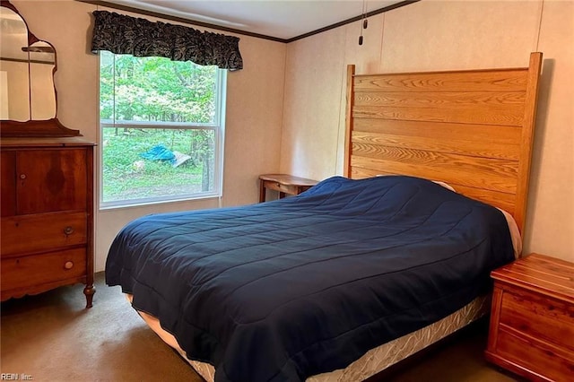 bedroom with crown molding and multiple windows