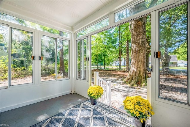 view of unfurnished sunroom