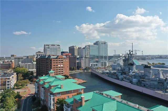 property's view of city with a water view