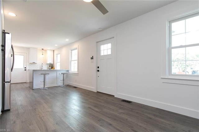 entrance foyer featuring dark wood-type flooring