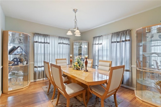 dining area with light hardwood / wood-style flooring