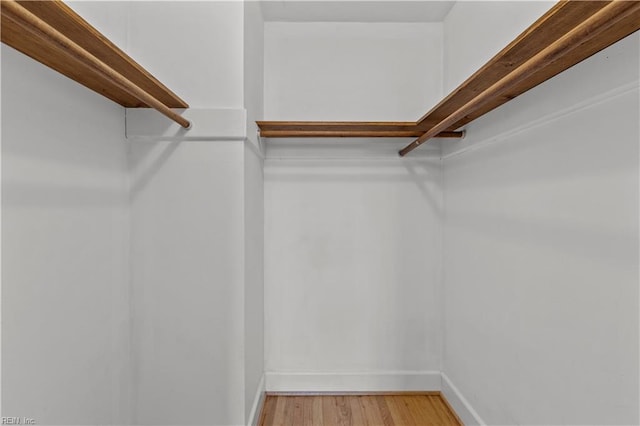 spacious closet featuring light hardwood / wood-style floors