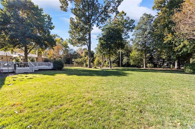 view of yard featuring a deck