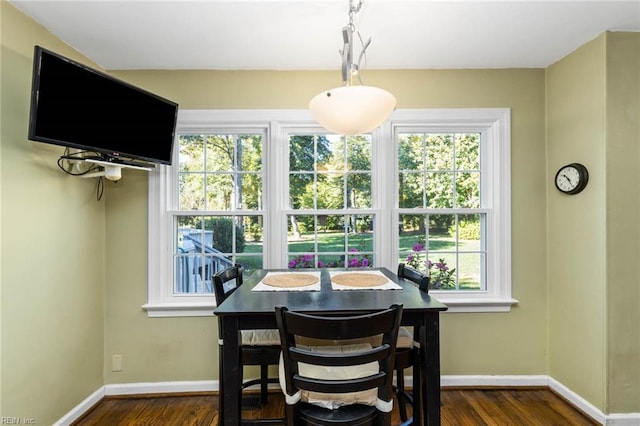 dining space featuring dark hardwood / wood-style flooring