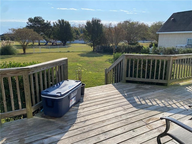 deck with a yard