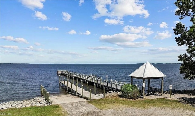 dock area featuring a water view