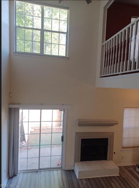 unfurnished living room with light wood-type flooring and a wealth of natural light