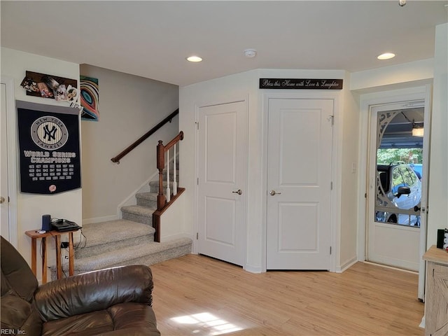 foyer entrance featuring light hardwood / wood-style flooring