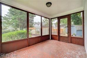 view of unfurnished sunroom