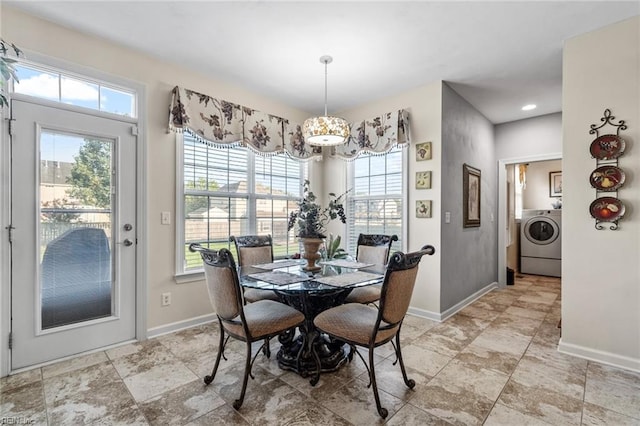 dining area featuring washer / dryer