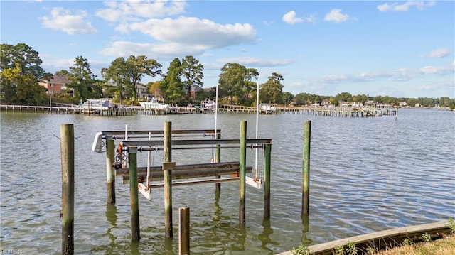 view of dock featuring a water view