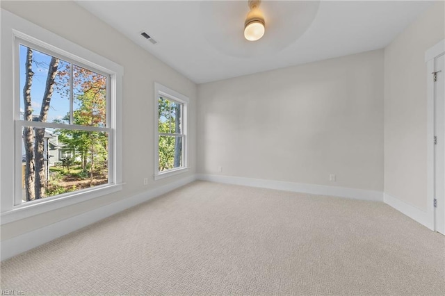 carpeted spare room featuring a wealth of natural light