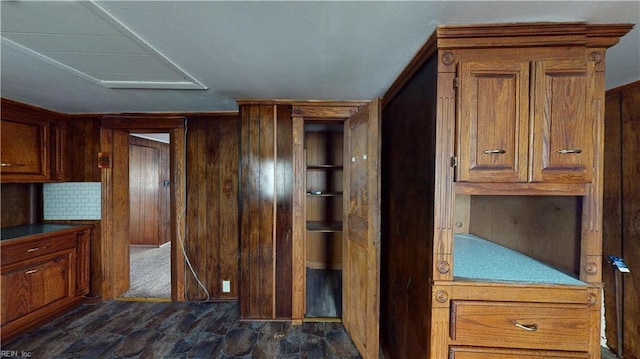 kitchen with wooden walls