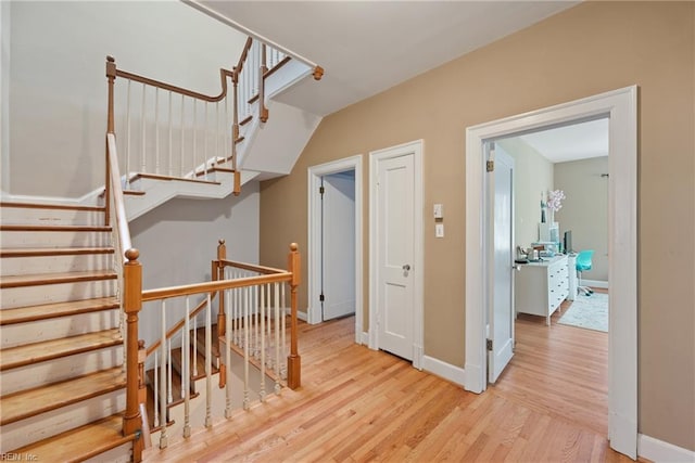 hallway featuring light wood-type flooring