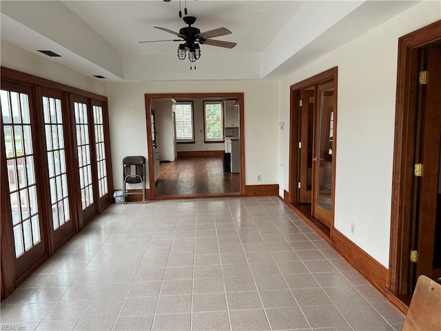 interior space with light wood-type flooring and french doors